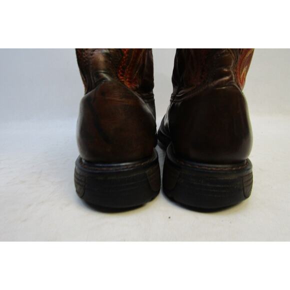 Ariat Mens Sz 13 D Brown Orange Leather Steel Toe Cowboy Square Toe Work Boots main image 4